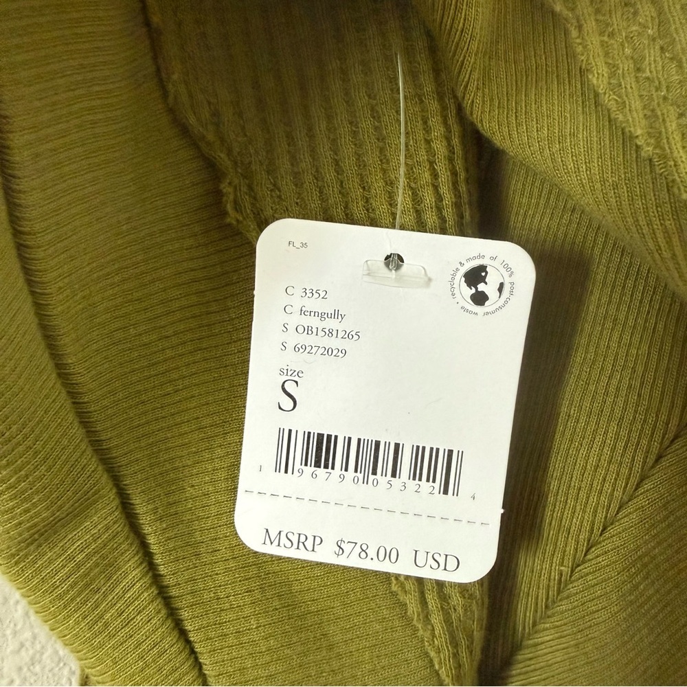 Free People Santa Clara Thermal V-neck Oversized Ferngully Small NWT - Picture 7 of 8